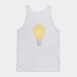 Inspire Light Bulb Word Cloud Orange Light Art Tank Top